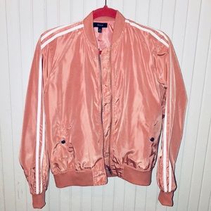 Pink Satin Bomber Jacket 
